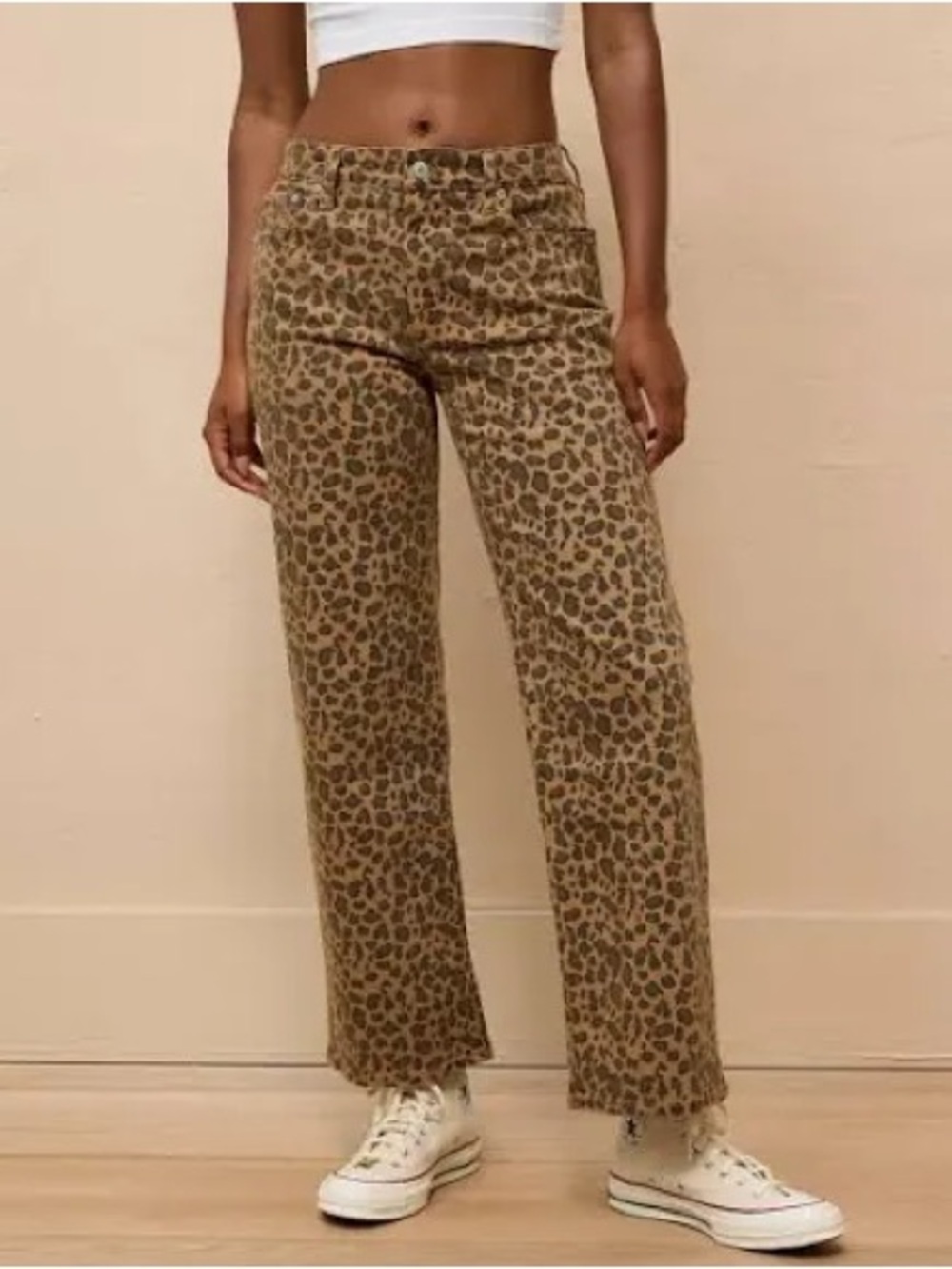 American Eagle Outfitters Cropped Women's Straight Leg Leopard Print Jeans